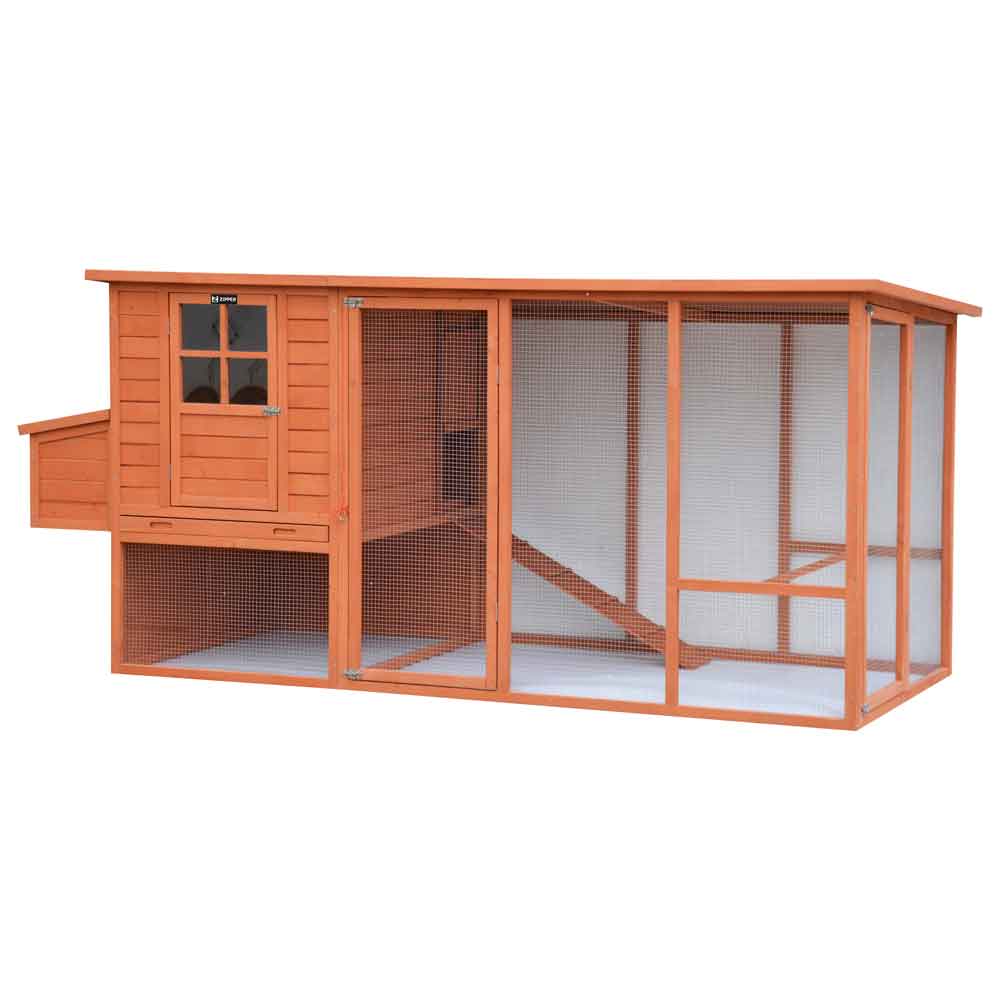 Drewniany kurnik z gniazdem lęgowym, strefą lęgową, klatka dla drobiu, kaczek, gryzoni, woliera z wybiegiem ZIPPER ZI-CC10