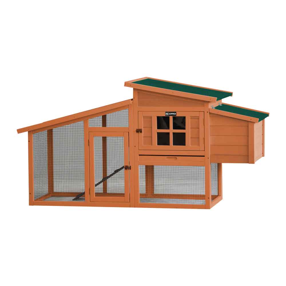 Drewniany kurnik z gniazdem lęgowym, strefą lęgową, klatka dla drobiu, kaczek, gryzoni, woliera z wybiegiem ZIPPER ZI-CC2