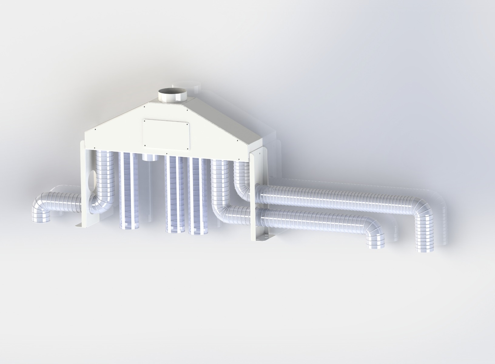 System odciągu trocin, orurowanie, odciąg do okleiniarki OPTIMAT Logica 6, Logica 7