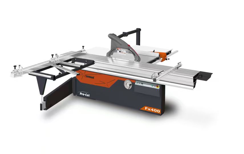 Pilarka, piła formatowa, formatówka z podcinakiem REMA FX400 Pro-Cut EL z przymiarem kątowym, elektrycznym unoszeniem/pochylaniem tarczy głównej