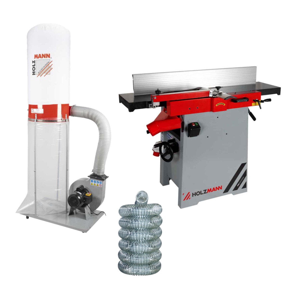 Strugarko grubościówka HOLZMANN z wałem spiralnym HOB310ECOSMW2, wyrówniarka, 2,2 kW, (400V), Odciąg do trocin Holzmann ABS2480 (400 V)