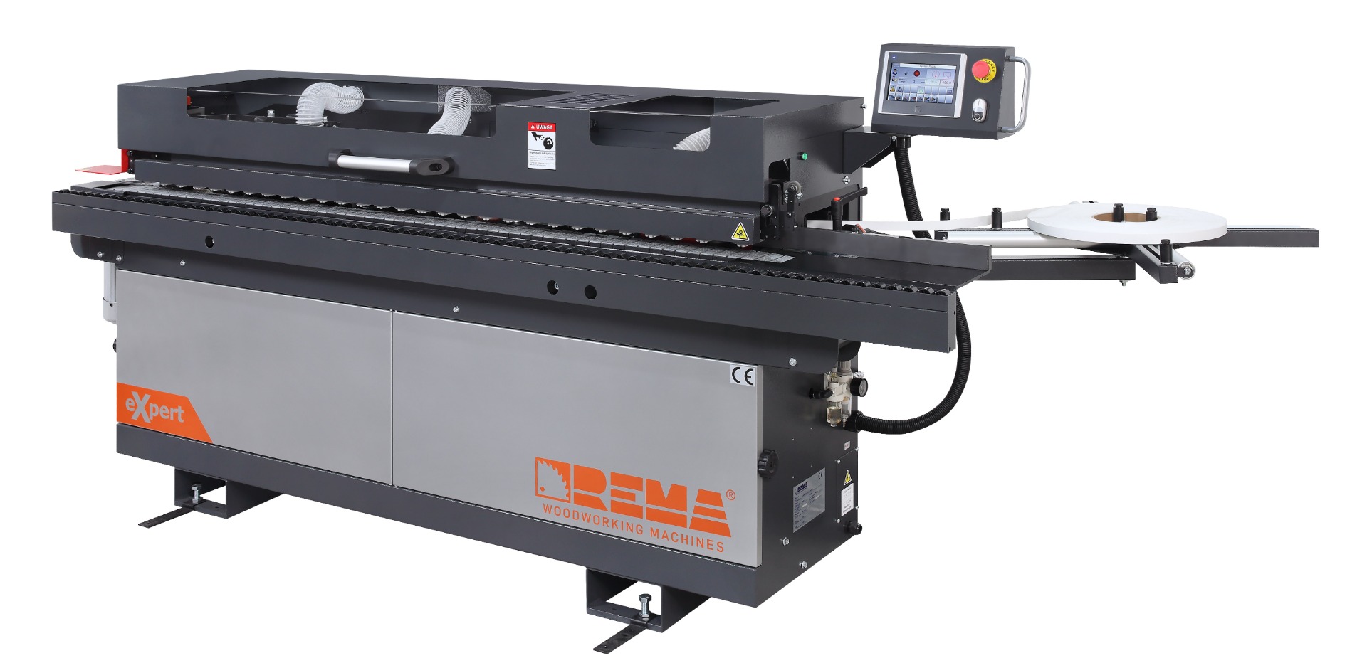 Okleiniarka REMA eXpert PRO+ ze wstępnym frezowaniem, dwiema cyklinami, zaokrąglaniem krawędzi
