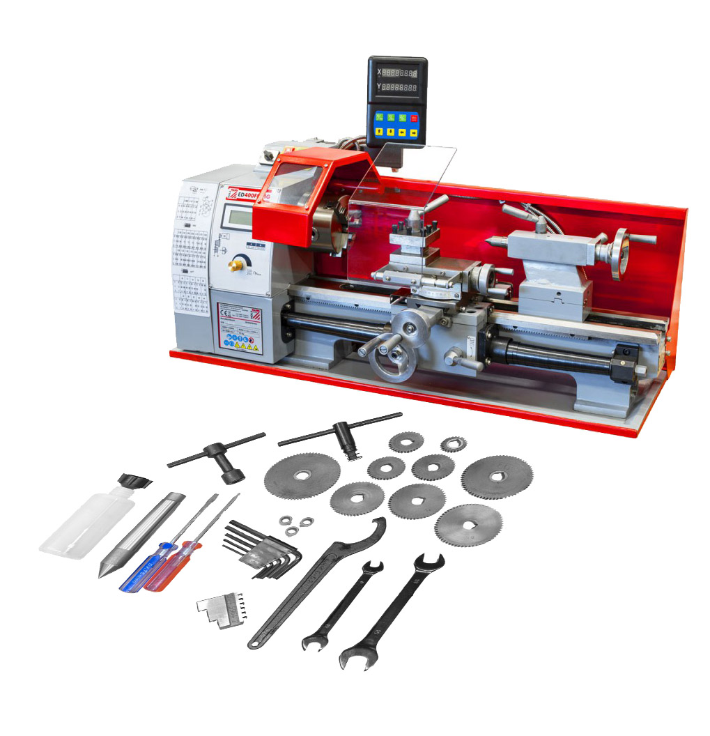 Tokarka do metalu o zmiennej prędkości z wyświetlaczami cyfrowymi na dwóch osiach Holzmann ED400FDDIG