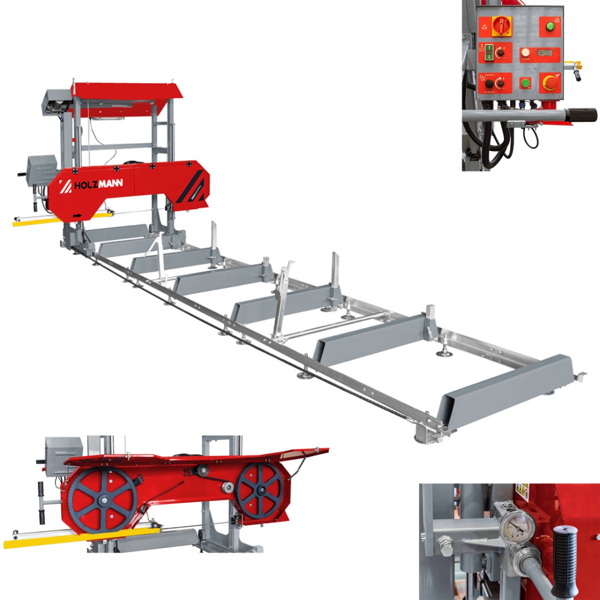 Trak taśmowy elektryczny z osłoną taśmy Holzmann BBS920PRO_400V, pozioma piła taśmowa, automatyczny, automatic, elektryczne sterowanie, posuw