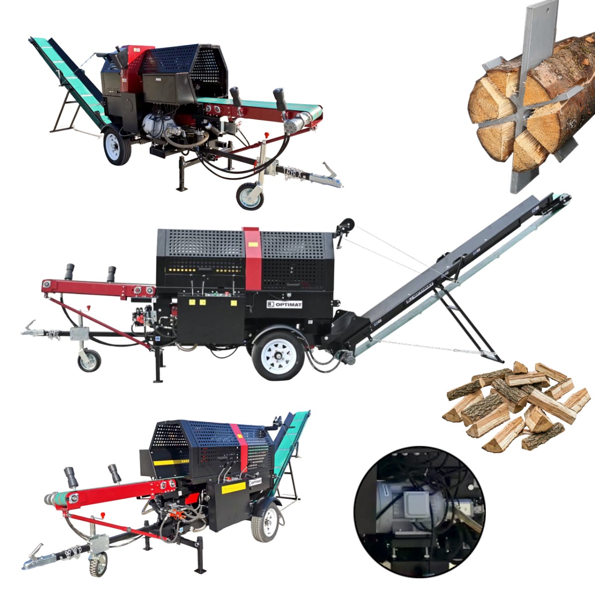 Piło-łuparka elektryczna 20 ton OPTIMAT FOREST LINE PRO20-E480 9,5kW - pełna hydraulika