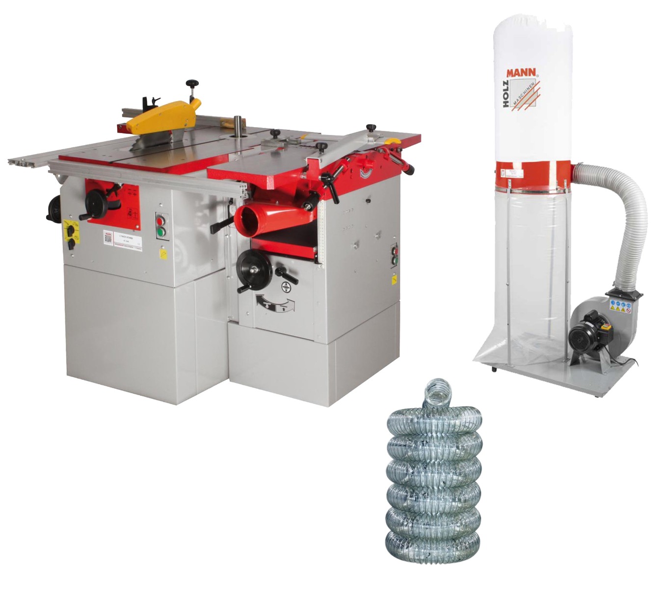 Urządzenie wieloczynnościowe, maszyna wieloczynnościowa Holzmann K5260L, odciąg trocin Holzmann ABS2480, wąż antystatyczny