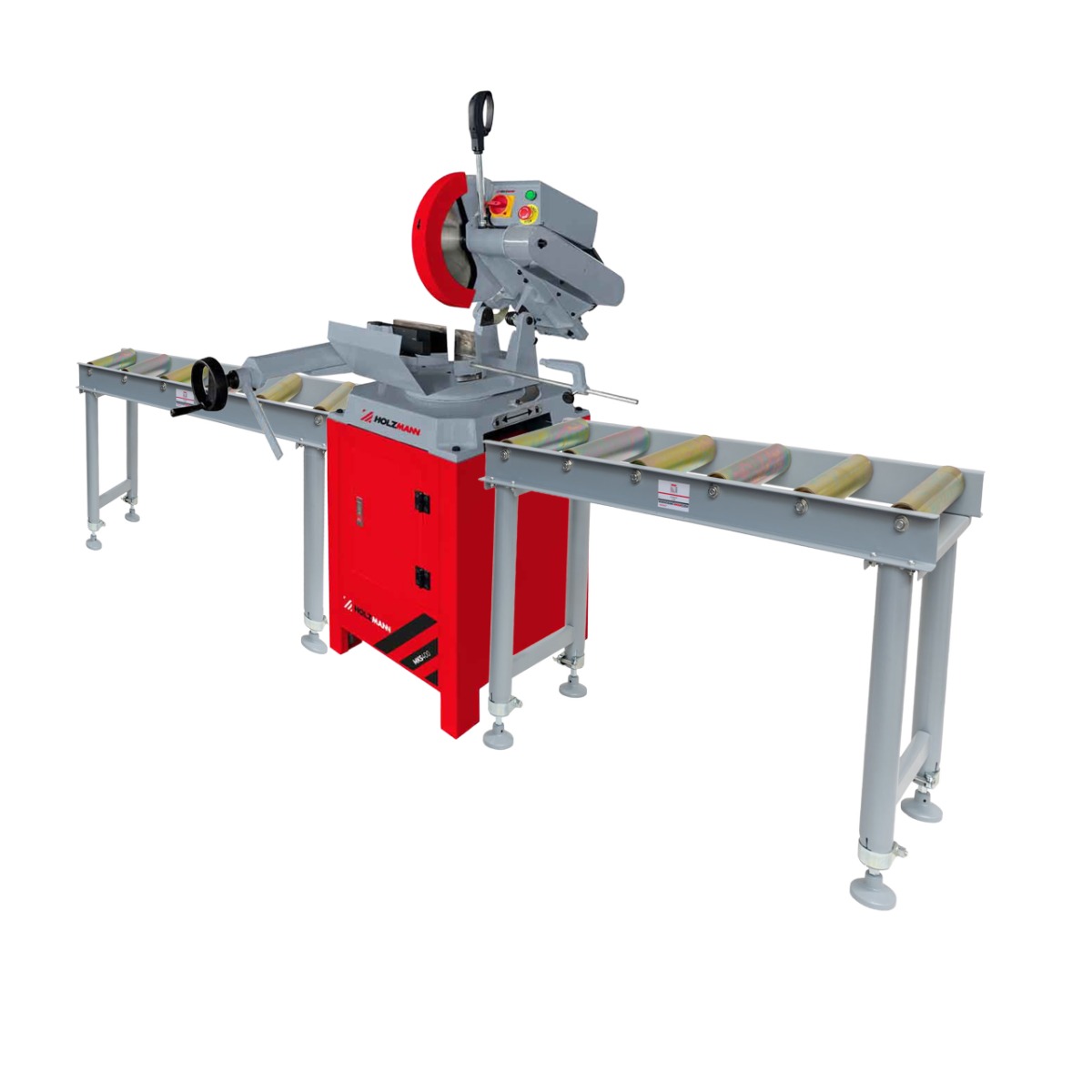 Piła tarczowa, przecinarka do metalu, ukośnica z podstawą Holzmann MKS400 z podajnikami rolkowymi Holzmann RB6
