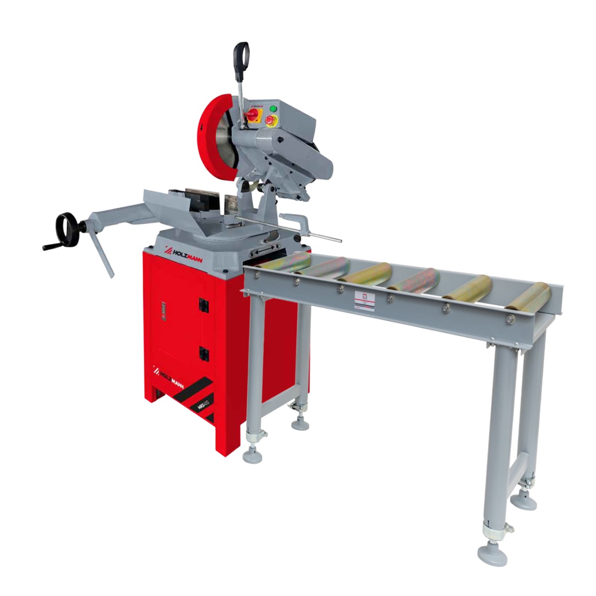 Piła tarczowa, przecinarka do metalu, ukośnica z podstawą Holzmann MKS400 z podajnikiem rolkowym Holzmann RB6