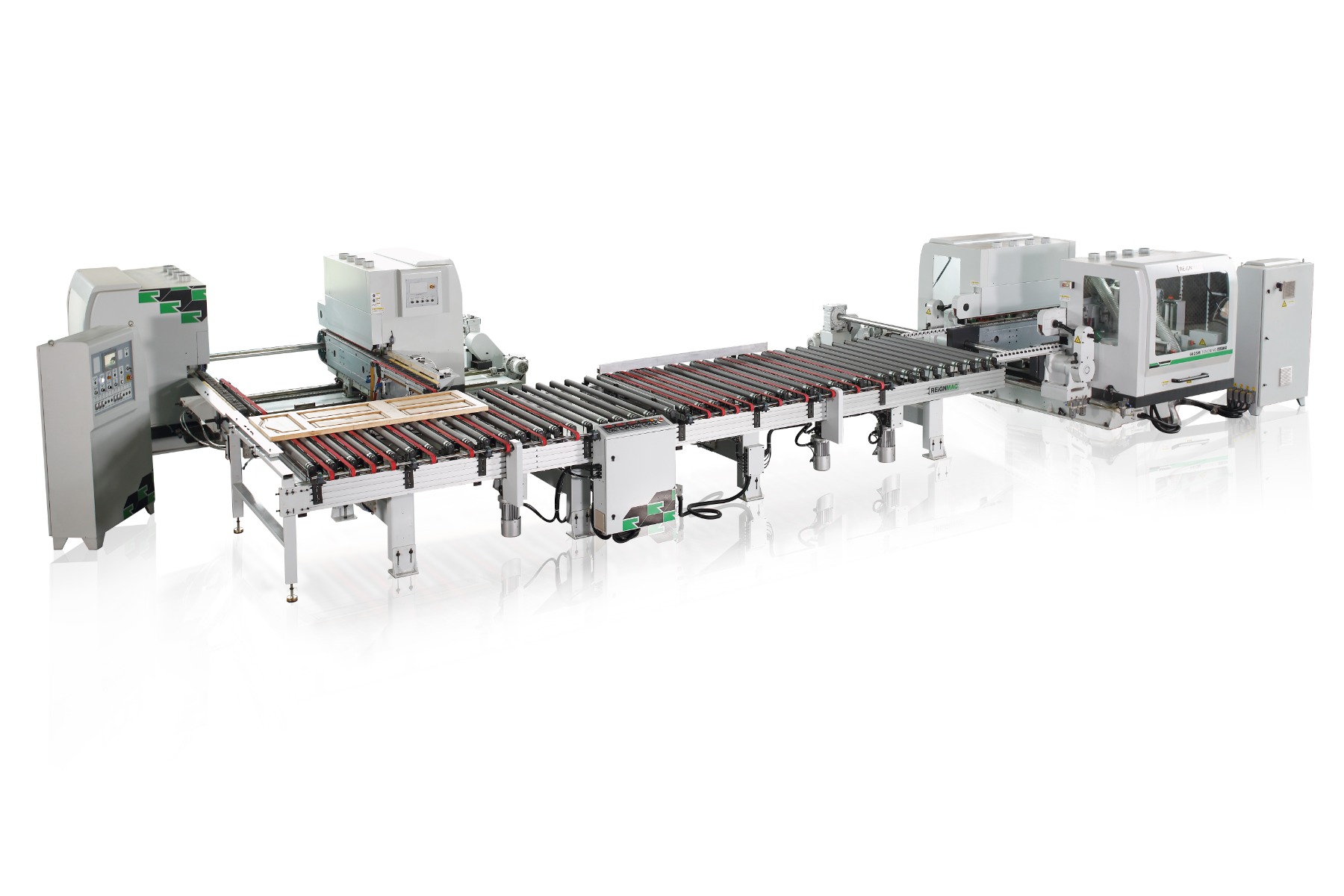 Linia produkcyjna REIGNMAC- Formatyzerko-czopiarki dwustronne 6025A + 6025A