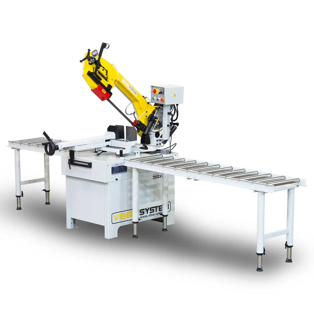 Grawitacyjna Przecinarka taśmowa Piła do metalu VIBER-SYSTEM 350×260 (400V) z podajnikami rolkowymi