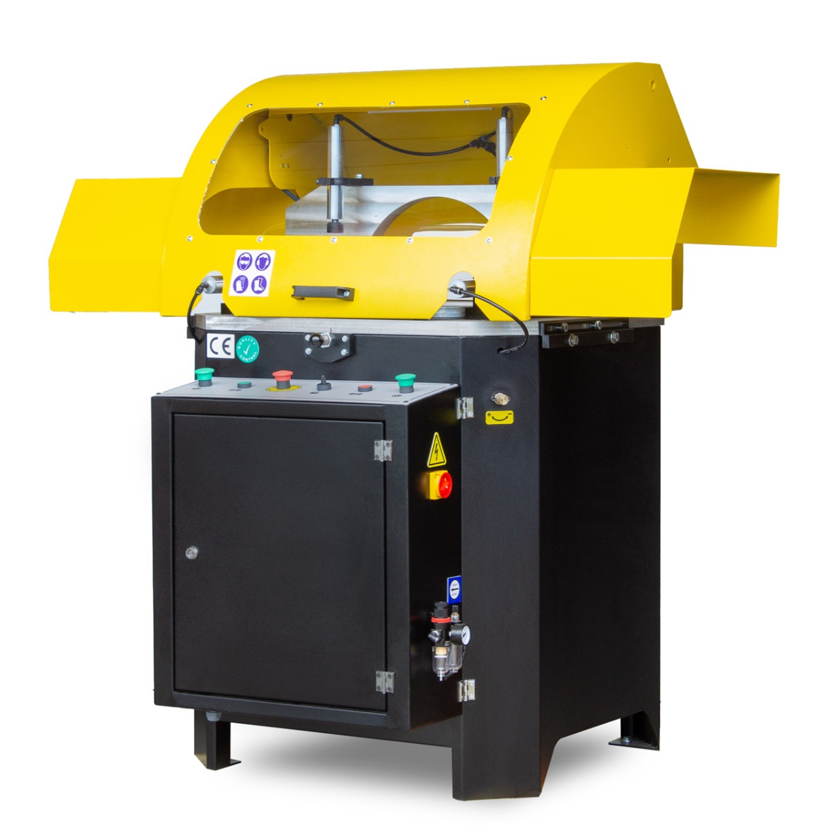 Półautomatyczna przecinarka tarczowa do cięcia profili PVC i aluminiowych Viber-System ALU 500 + stoły rolkowe 2 x 300cm