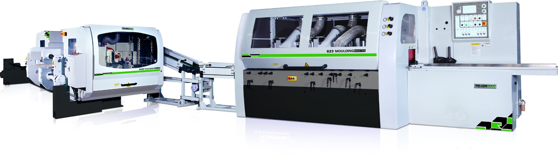Linia produkcyjna REIGNMAC - Strugarka czterostronna RMM 626 + Formatyzerko-czopiarka dwustronna RMD6025M