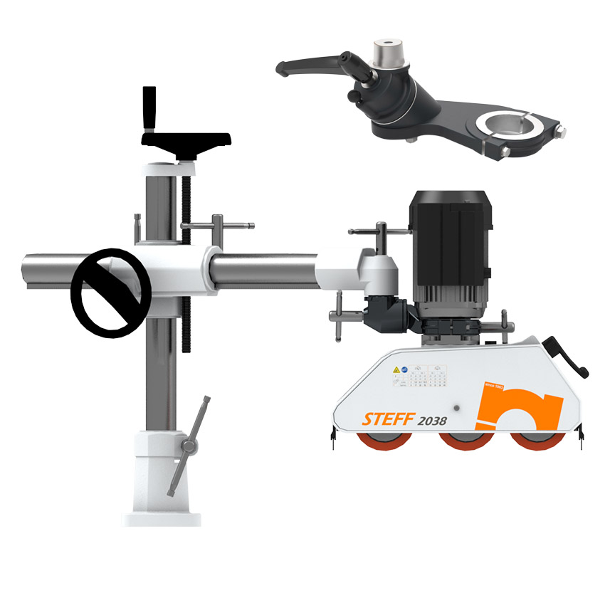 Posuw, czołg mechaniczny 3-rolkowy Maggi STEFF2038 ze statywem i przegubem obrotowym, uchwytem 360 stopni EASY