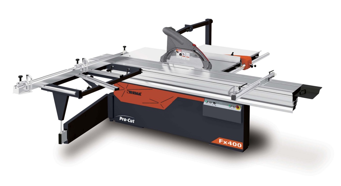 Pilarka, piła formatowa, formatówka z podcinakiem REMA FX400 Pro-Cut EL z przymiarem kątowym, elektrycznym unoszeniem/pochylaniem tarczy głównej