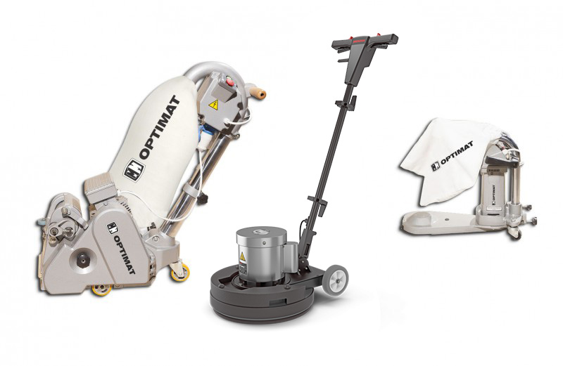 Cykliniarka Optimat SDP 750, szlifierka brzegowa Optimat BK150, polerka Menzer ESM 406 Floor Tec  (do parkietu, parkietów, podłóg, podłogi, rantówka, krawędziowa, kantów, krawędzi)