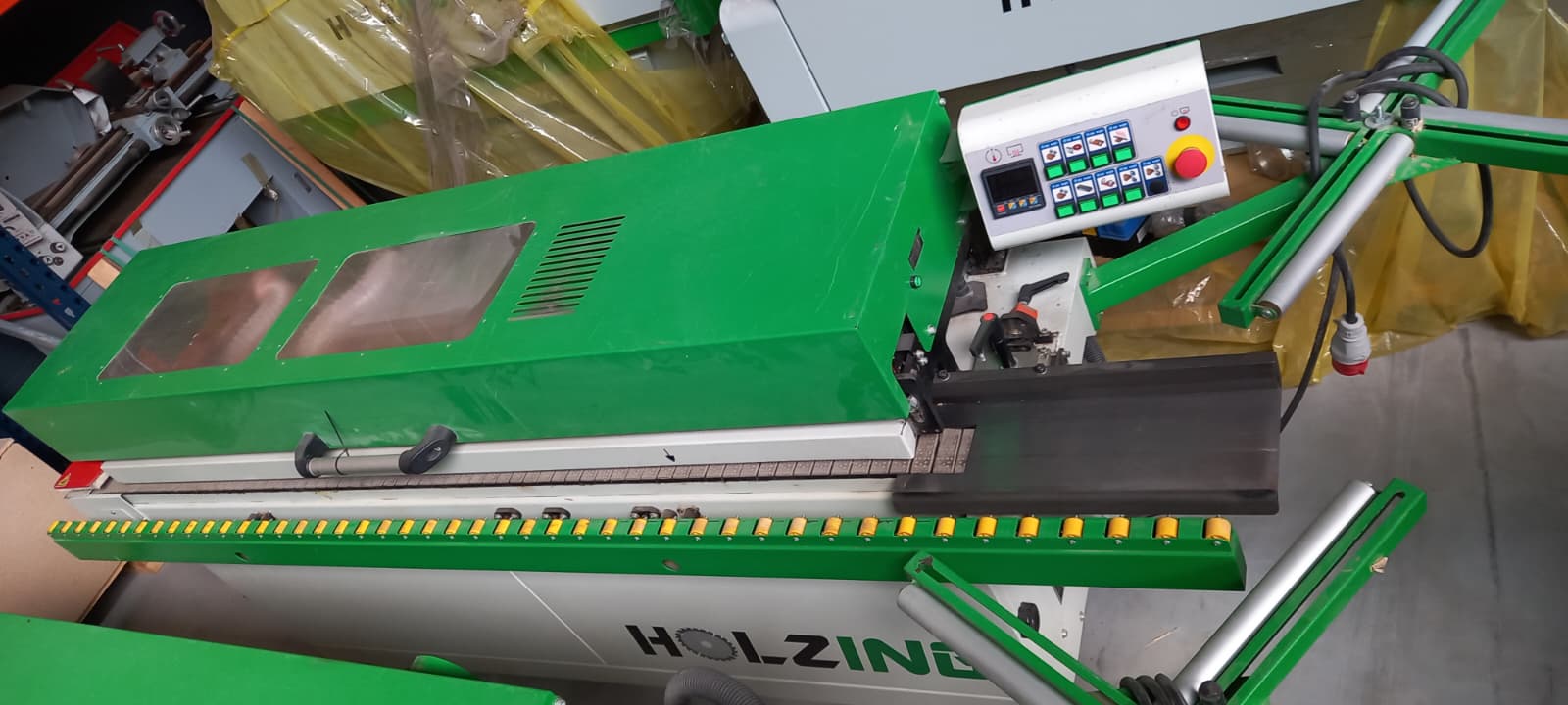 Okleiniarka krawędziowa Holzing G-MAX 360PRO z wstępnym frezowaniem i dwiema cyklinami (2019)