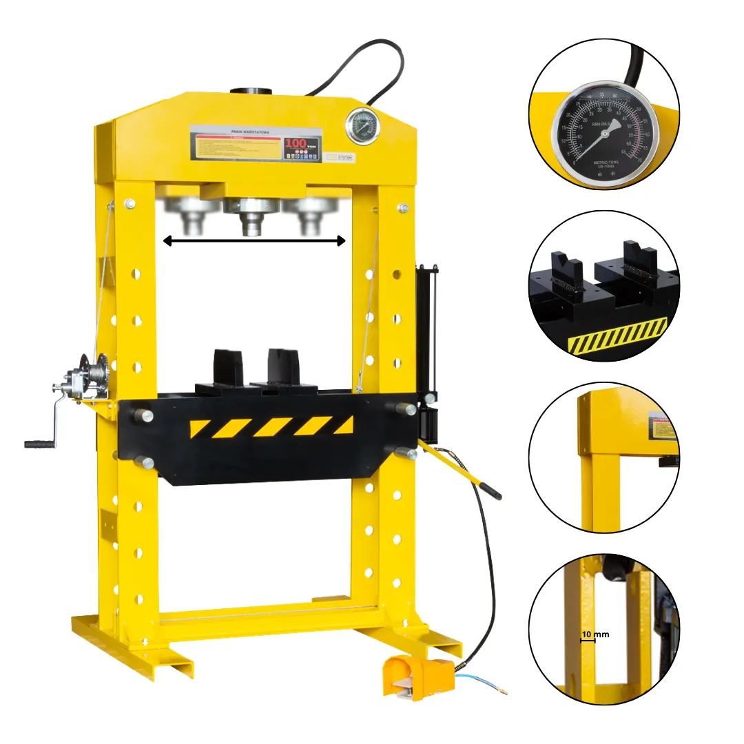 Prasa hydrauliczna warsztatowa 100 ton Viber-System WP100 - pneumatyczno-ręczna, ruchomy tłok
